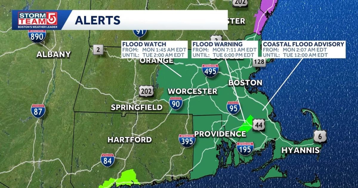 Chuva Persistente Mantém Alerta de Inundação em Massachusetts Esta Segunda-Feira