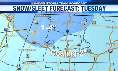 Alerta Meteorológico: Oeste de Massachusetts terá neve e chuva congelante nesta terça-feira